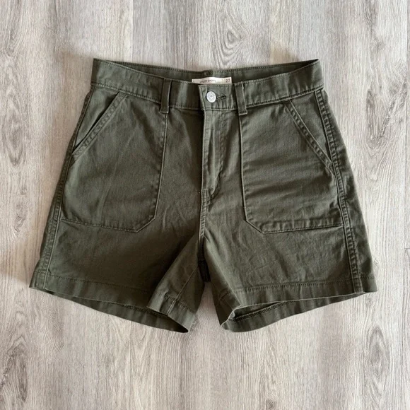 Levi’s Army Olive Green Utility Cotton Stretch Shorts Gorpcore Casual Cool Sz 27 - Picture 3 of 10